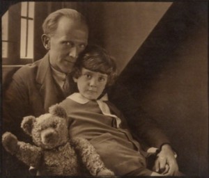 A._A._Milne_with_his_son_Christopher_Robin_Milne_and_Pooh_Bear_-_Howard_Coster_-_NPG_P715